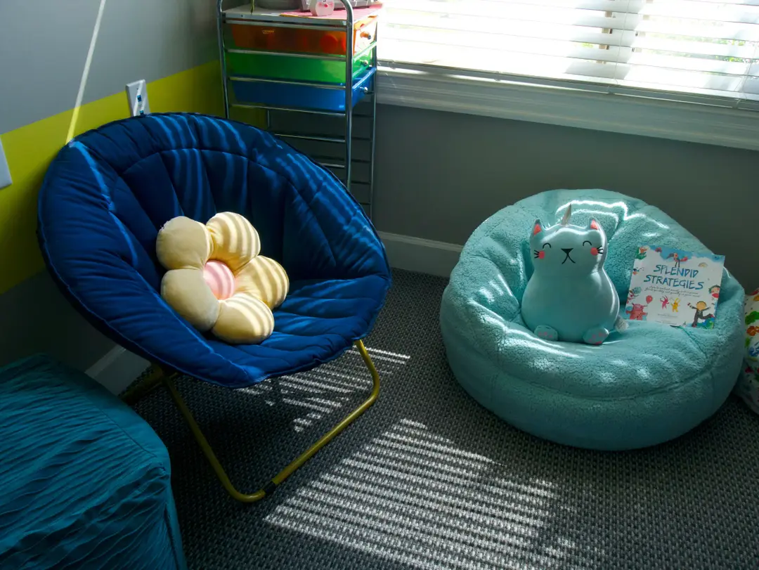 Pediatric care room with toys and books for child therapy and fun activities